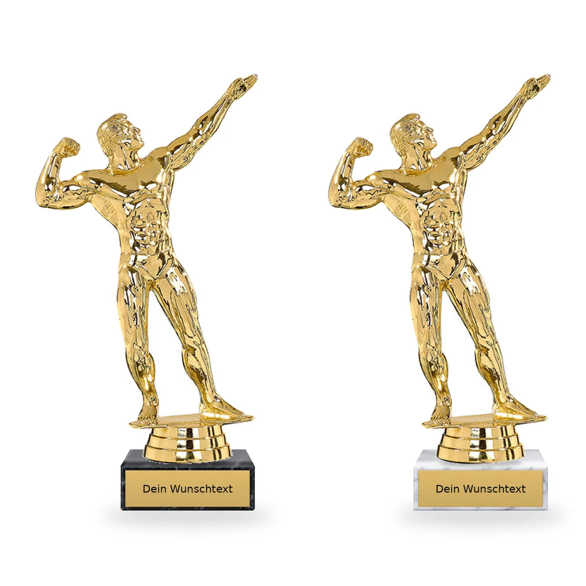 Bodybuilding|männlich Pokal-Figur Manchester auf schwarzem und weißem Marmorsockel mit Schild für individuelle Beschriftung