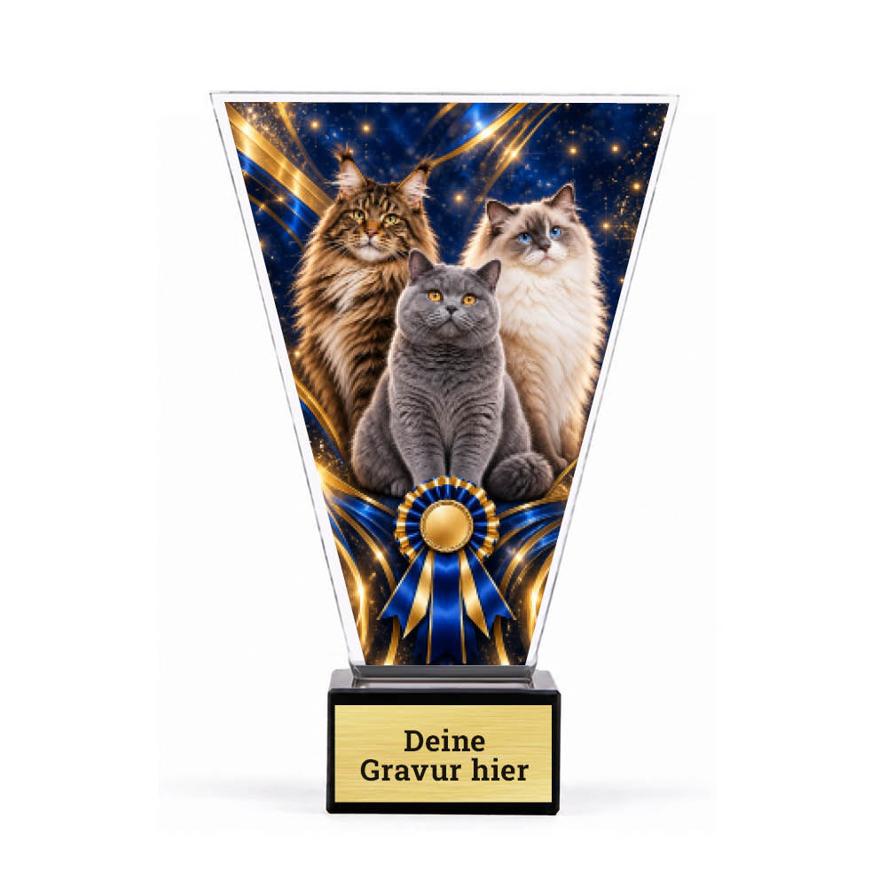 Signature Pokal Katzenausstellungen auf Sockel – Produktansicht