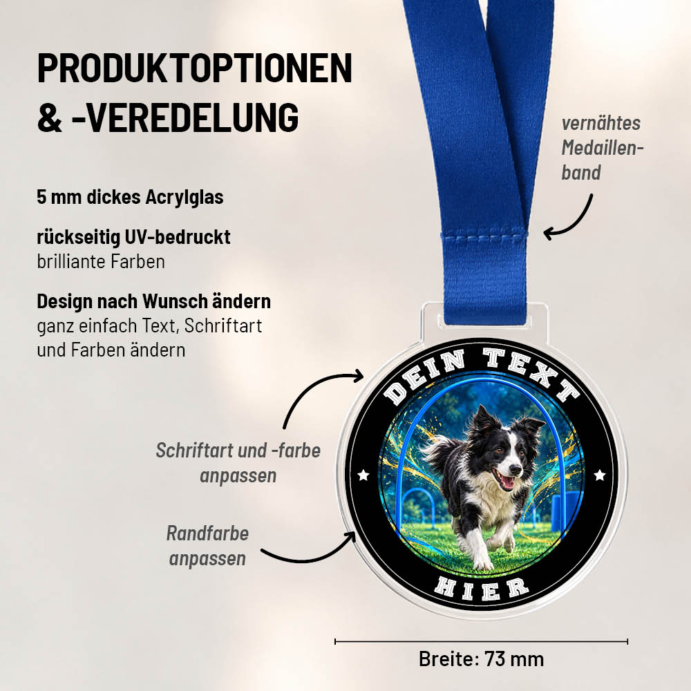 Maßübersicht und Gestaltungsoptionen der Signature Medaille Hoopers