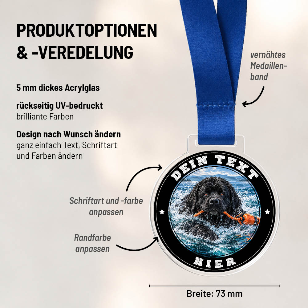 Maßübersicht und Gestaltungsoptionen der Signature Medaille Wasserarbeit