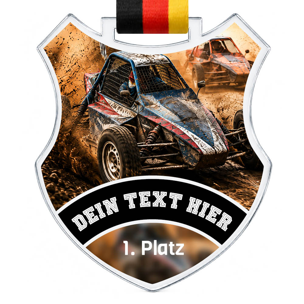 Wappen-Medaille Autocross aus Acrylglas – Produktansicht