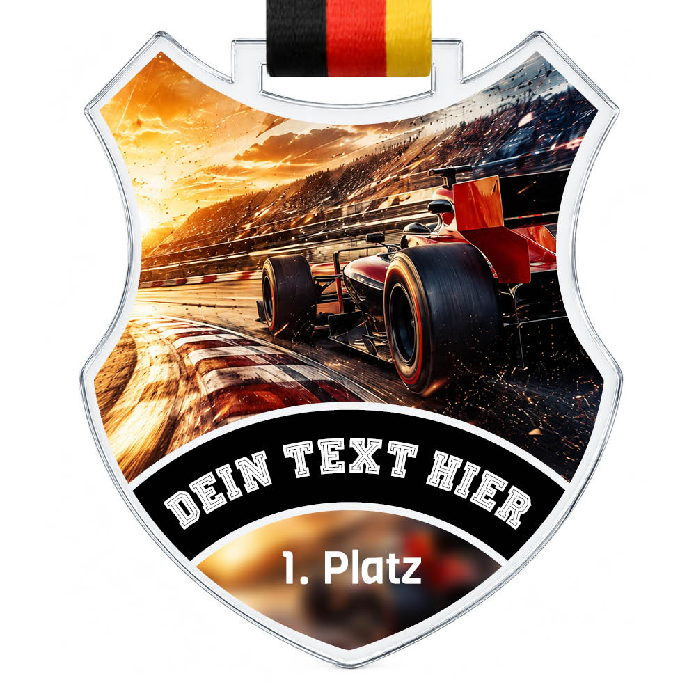 Wappen-Medaille F1 aus Acrylglas – Produktansicht