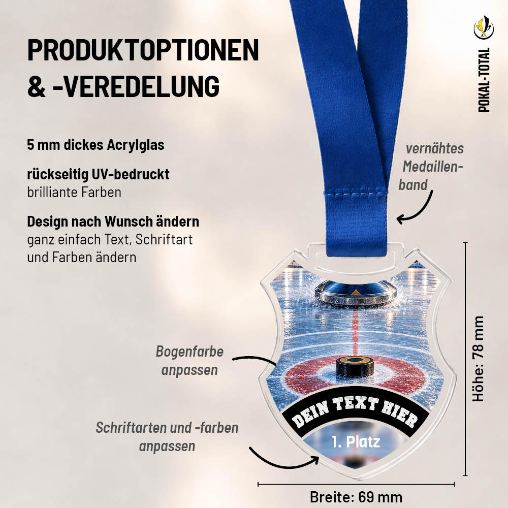Maßübersicht der Signature Medaille Eisstockschießen