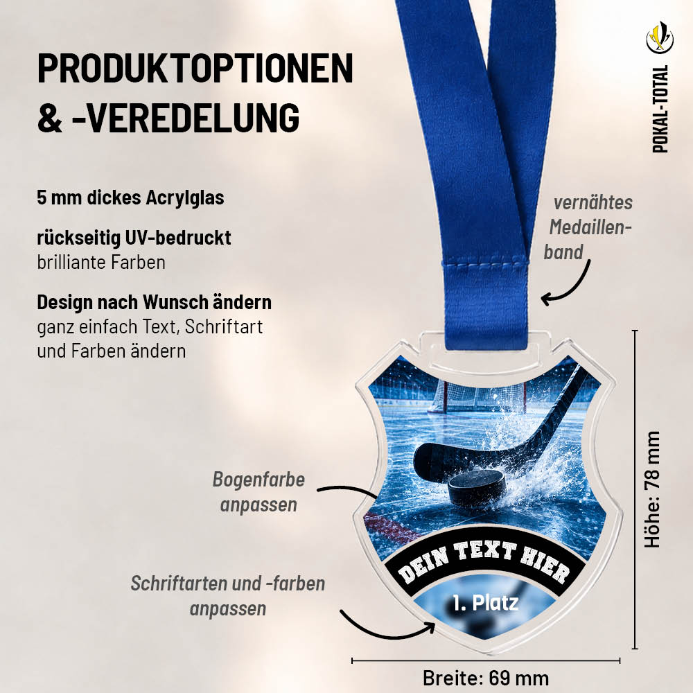 Maßübersicht der Signature Medaille Eishockey