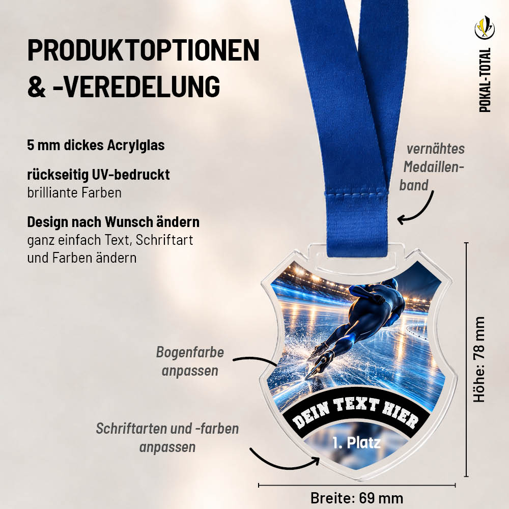 Maßübersicht der Signature Medaille Eislaufen