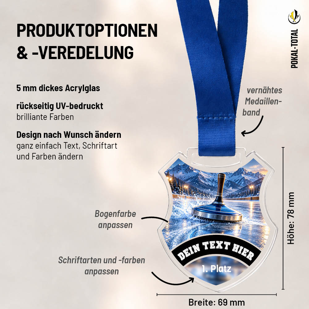 Maßübersicht der Signature Medaille Eisstock