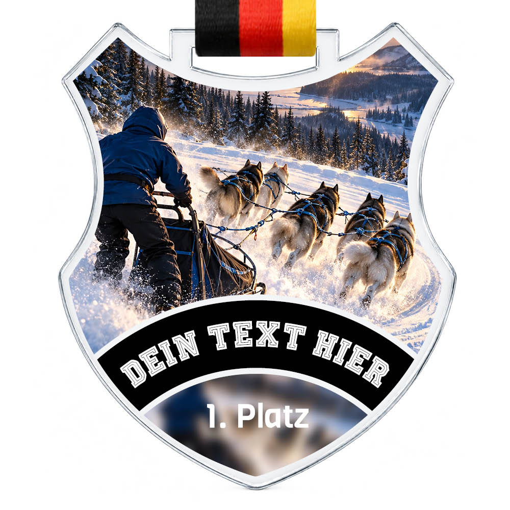 Signature Medaille Hundeschlitten – Produktansicht