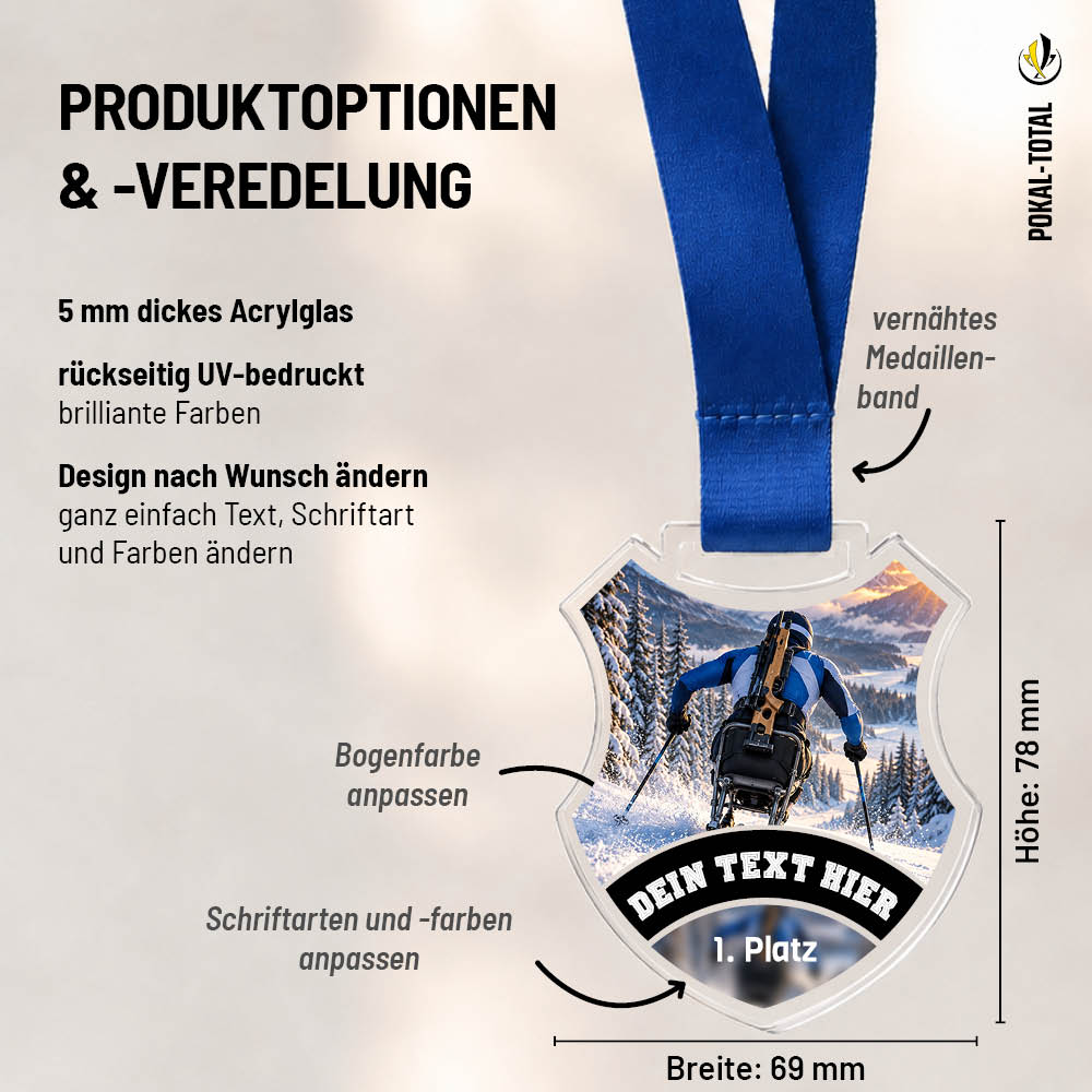 Maßübersicht der Signature Medaille Para Skifahren