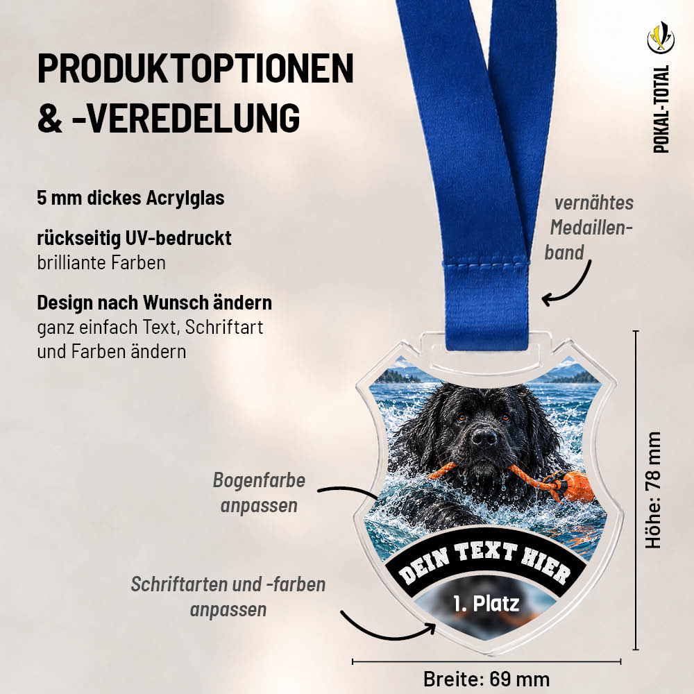 Maßübersicht der Wappen Medaille Wasserarbeit