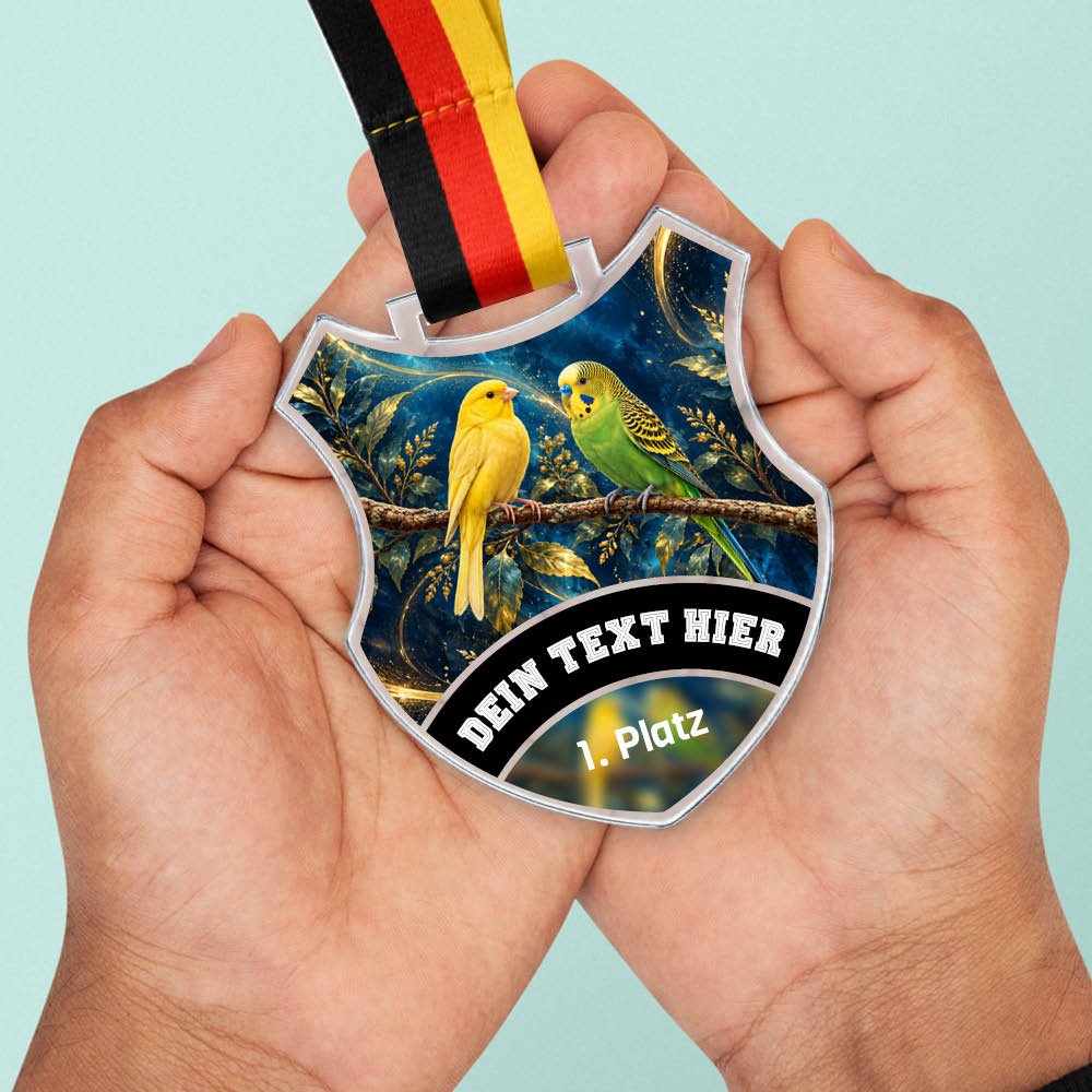 Wappen Medaille Kanarienvogel und Wellensittich – weitere Ansicht
