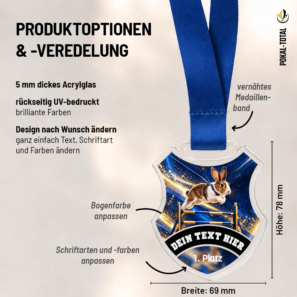 Maßübersicht der Wappen Medaille Kaninhop