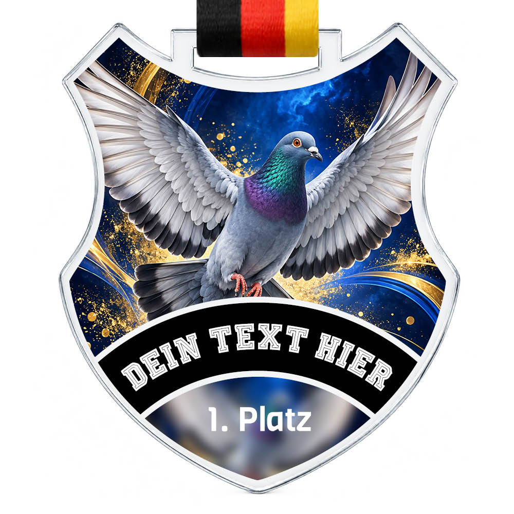 Wappen Medaille Tauben – Produktansicht