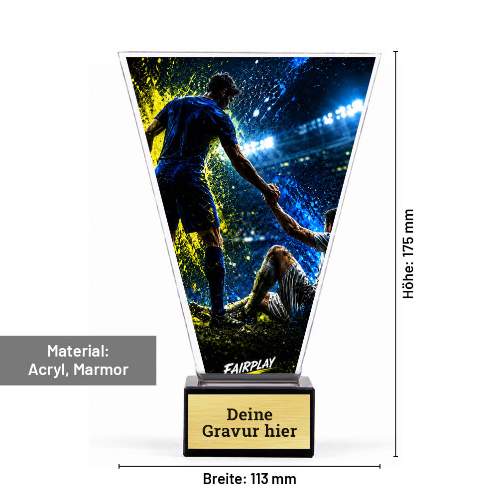 Signature Glaspokal Volleyball – Maße 175 × 113 mm