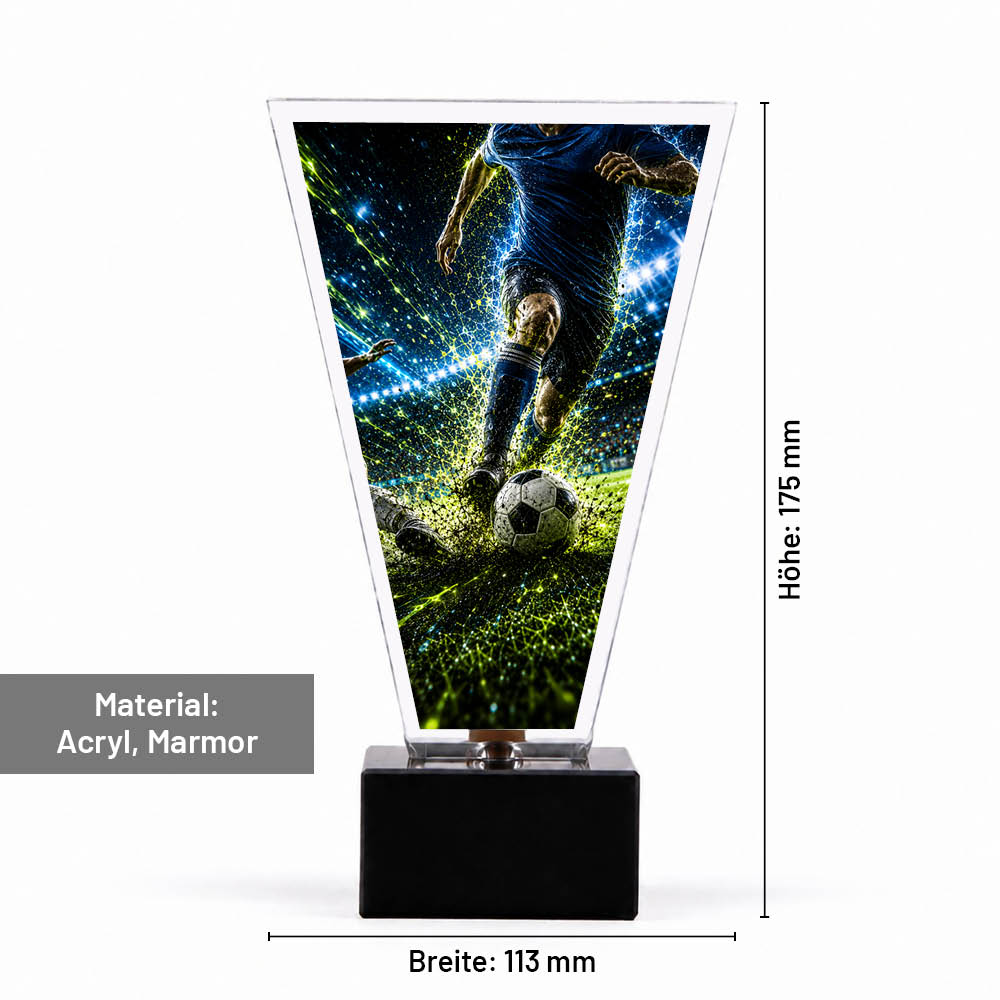 Signature Glaspokal Fußball Bester Spieler – Maße 175 × 113 mm