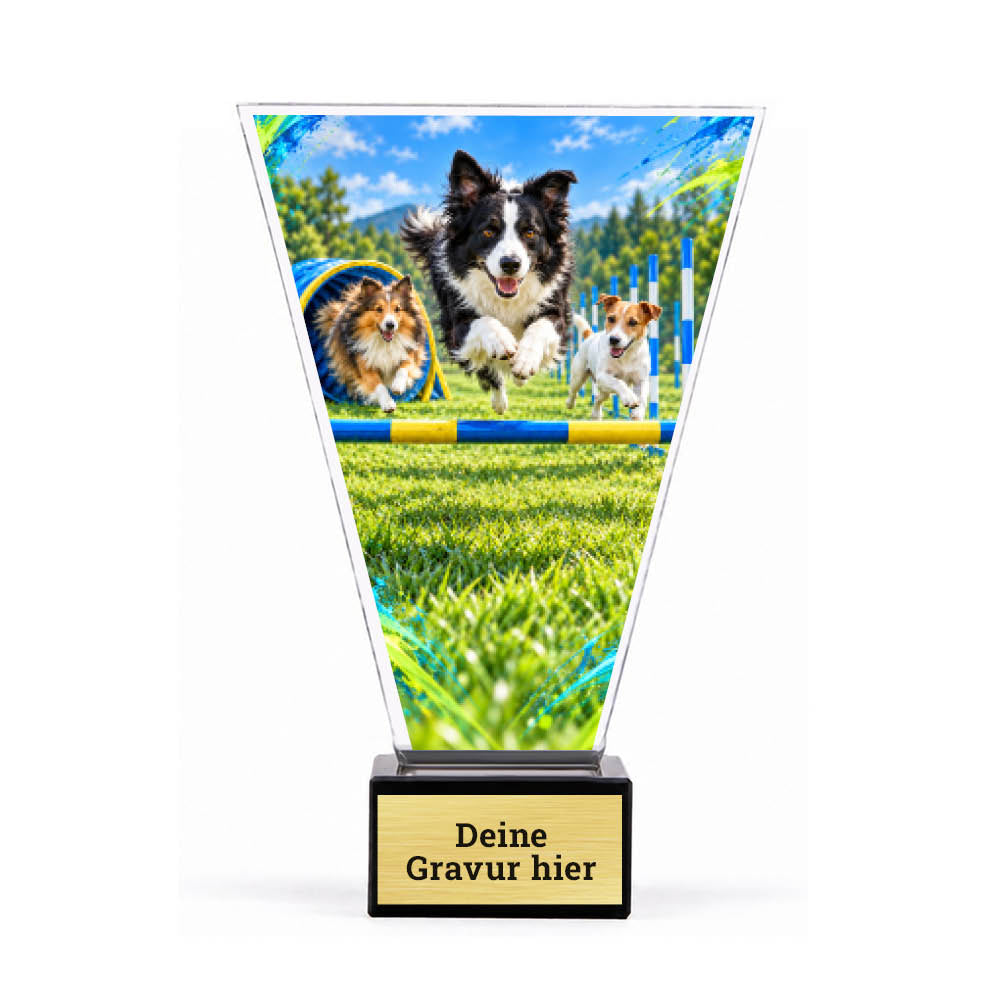 Signature Pokal Agility auf Sockel – Produktansicht