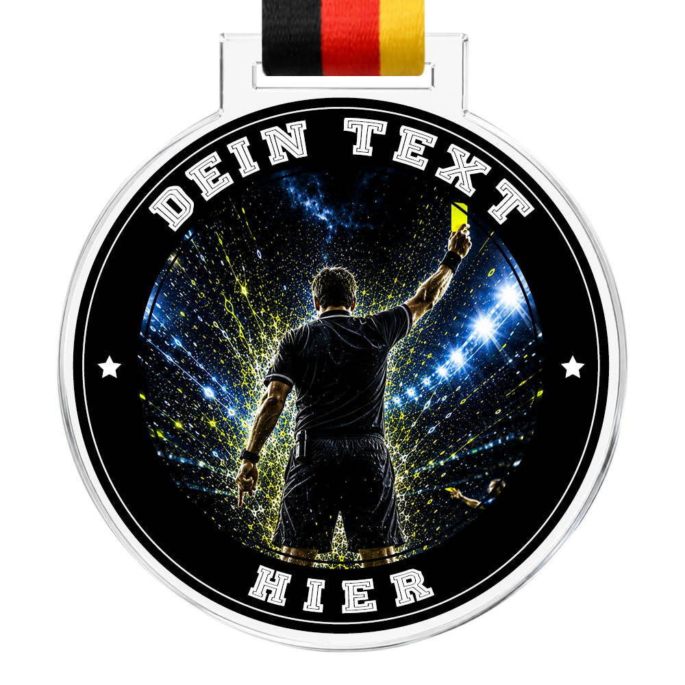 Signature-Medaille: Schiedsrichter mit erhobener Karte