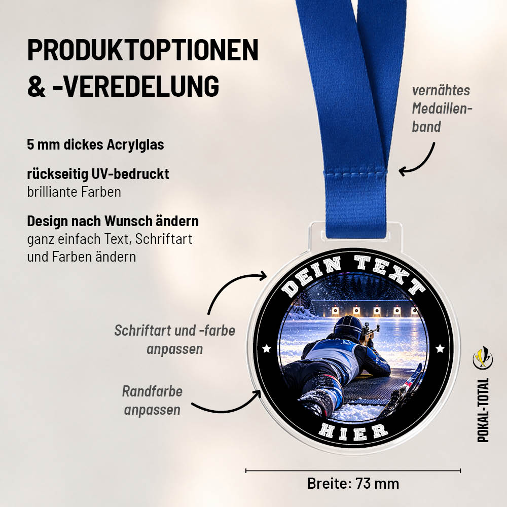 Maßübersicht der Signature Medaille Biathlon Liegendschießen