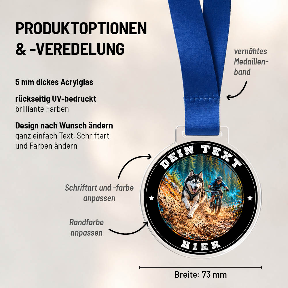 Maßübersicht und Gestaltungsoptionen der Signature Medaille Bikejoering