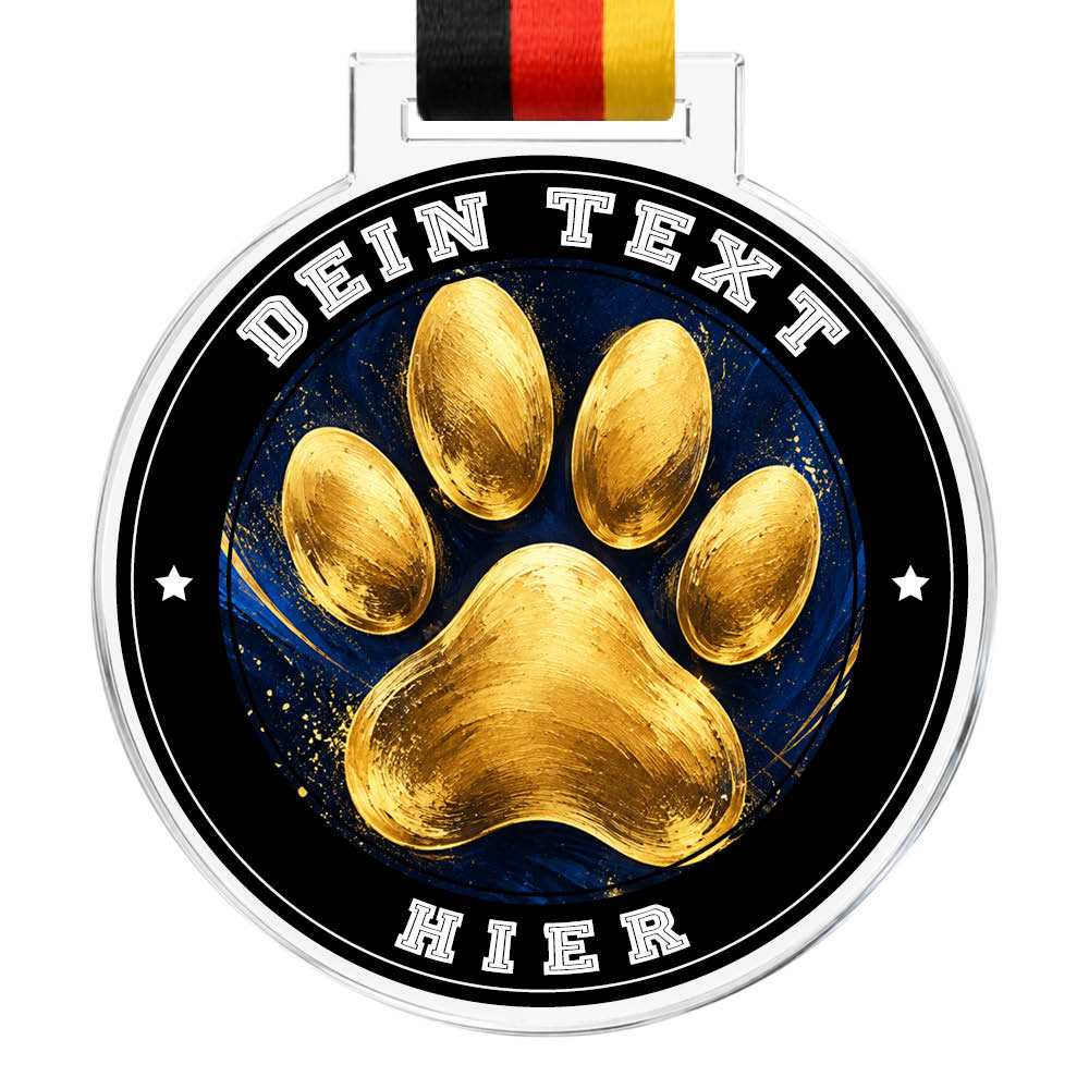 Signature Medaille Goldene Hundepfoten – Produktansicht