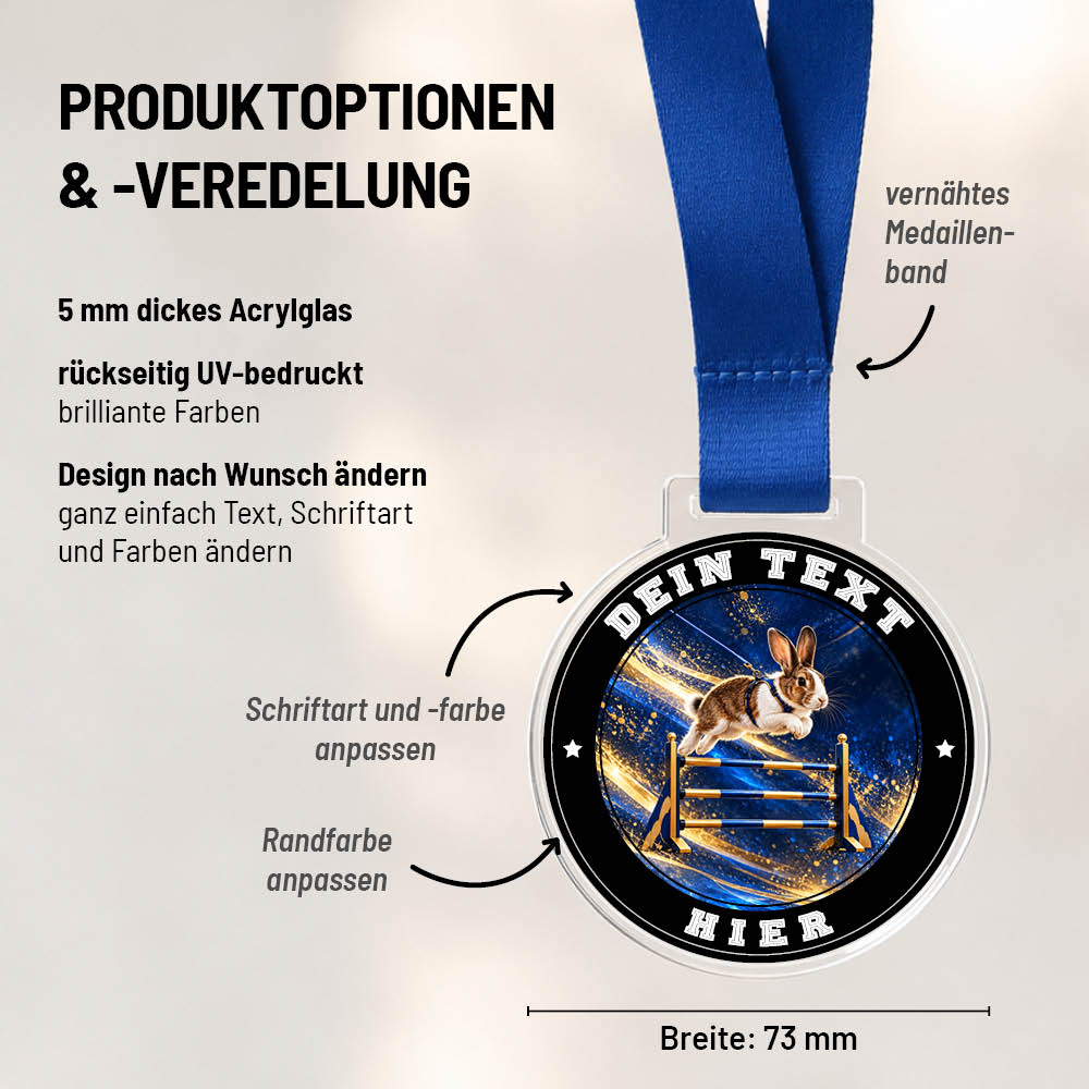 Maßübersicht und Gestaltungsoptionen der Signature Medaille Kaninhop