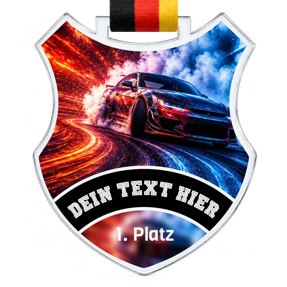 Wappen-Medaille Drift aus Acrylglas – Produktansicht