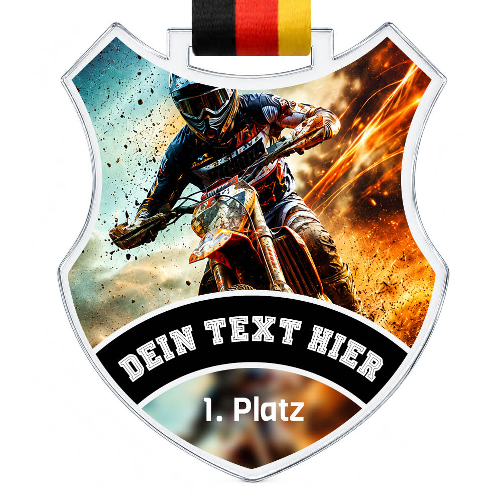 Wappen-Medaille Enduro aus Acrylglas – Produktansicht
