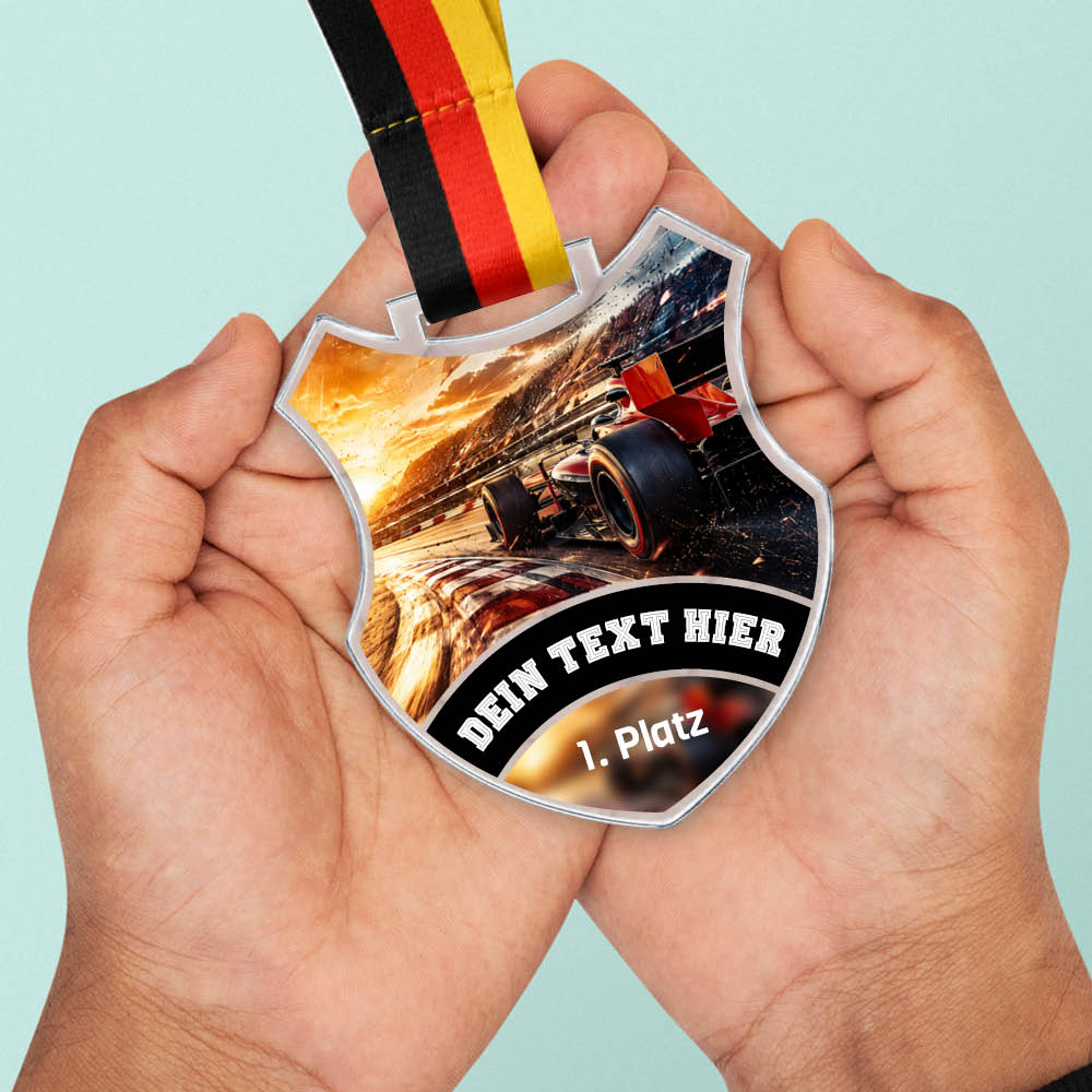 Wappen-Medaille F1 aus Acrylglas – Größenansicht der Medaille
