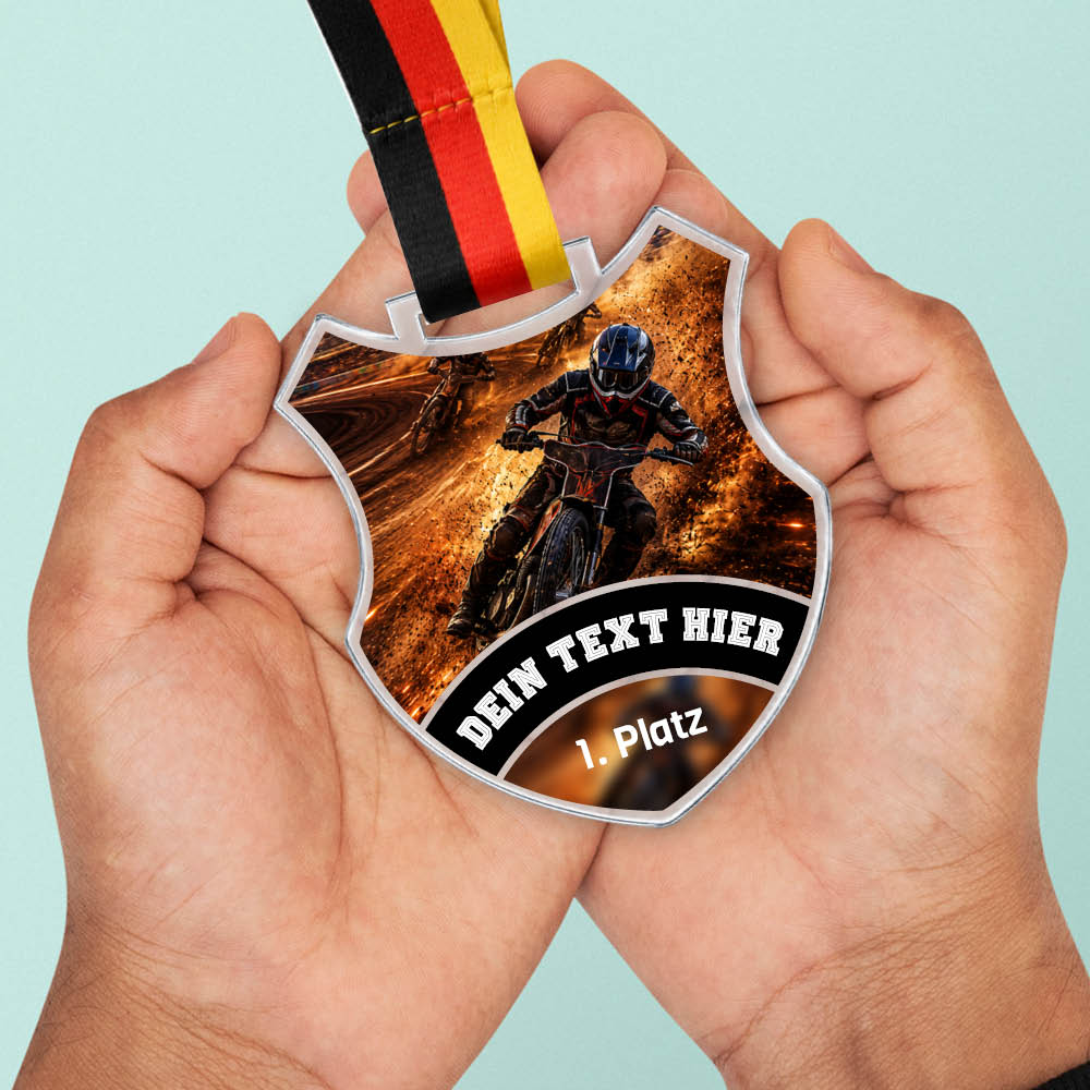 Wappen-Medaille Speedway aus Acrylglas – Größenansicht der Medaille