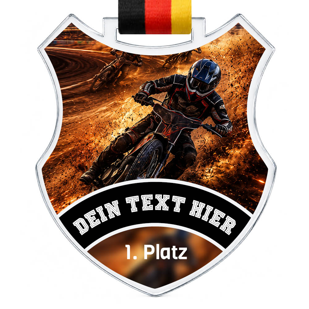 Wappen-Medaille Speedway aus Acrylglas – Produktansicht