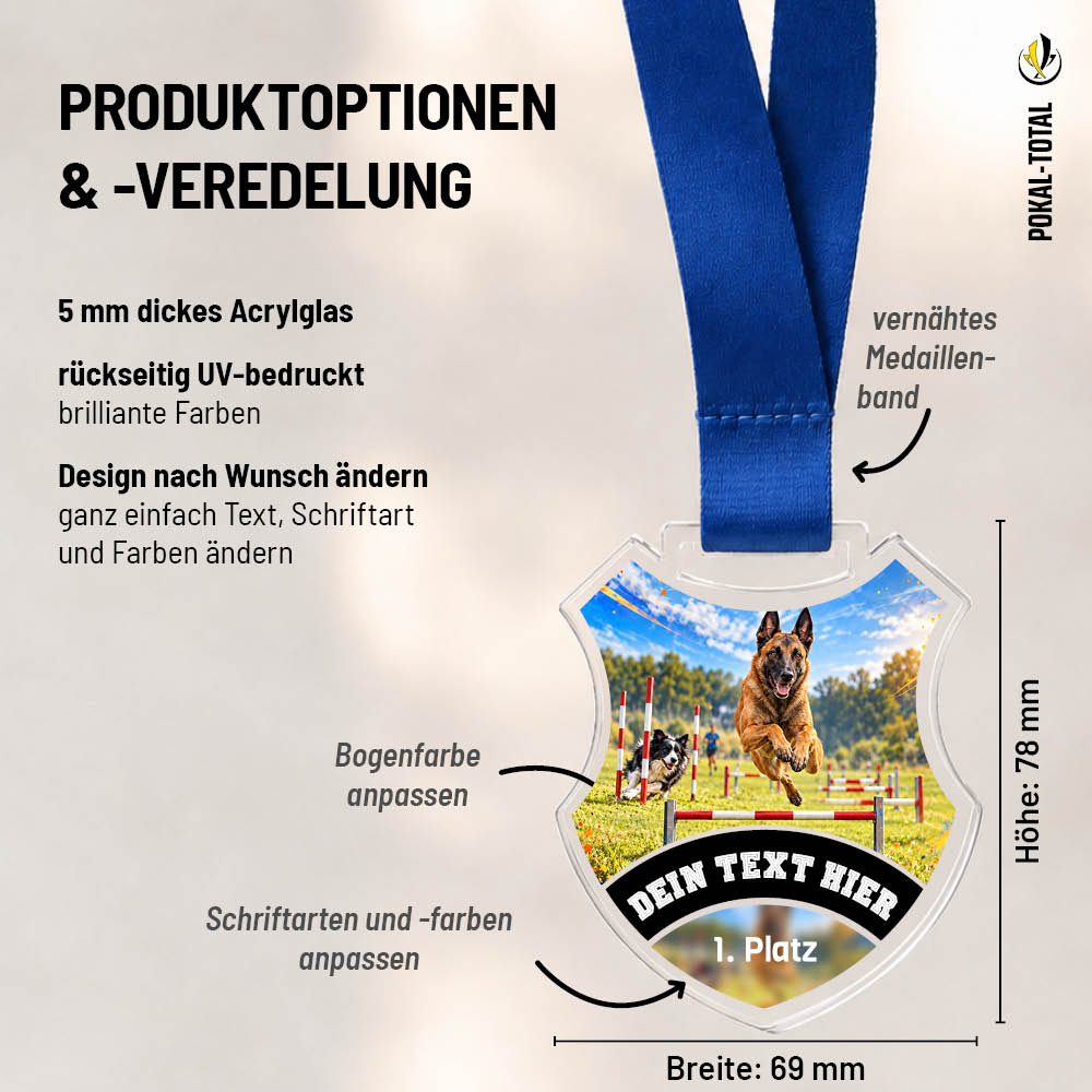 Maßübersicht der Wappen Medaille Turnierhundesport Vierkampf CSC