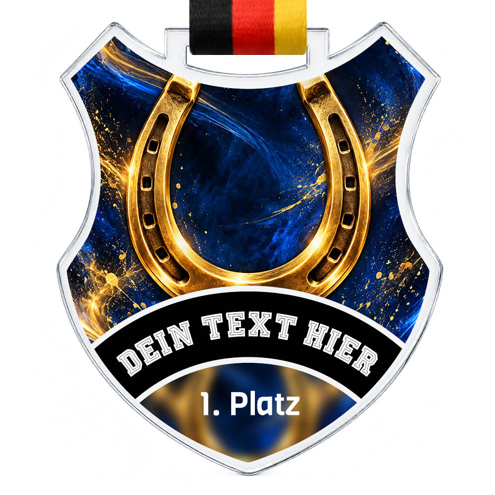 Wappen Medaille Goldenes Hufeisen – Produktansicht