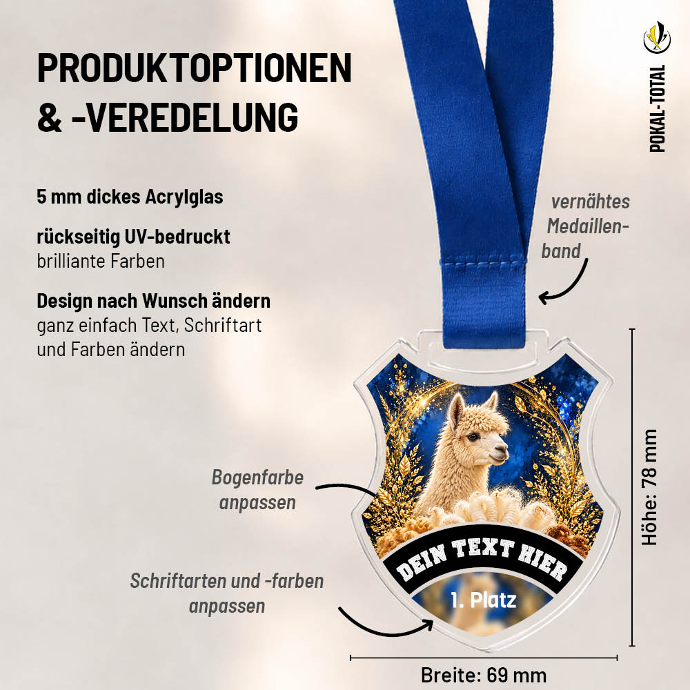 Maßübersicht der Wappen Medaille Vliesshow