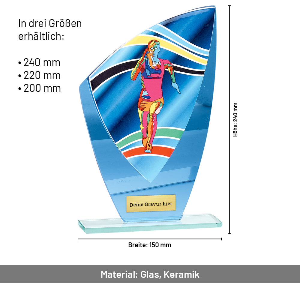 Laufen Glaspokal verspiegelt Frauen