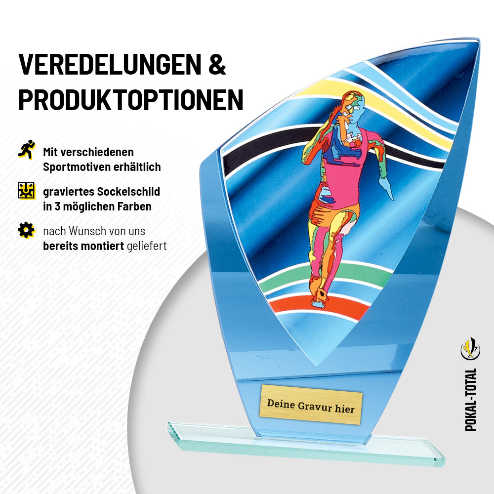 Laufen Glaspokal verspiegelt Frauen
