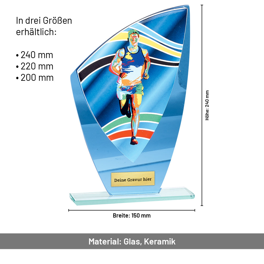 Laufen Glaspokal verspiegelt Männer