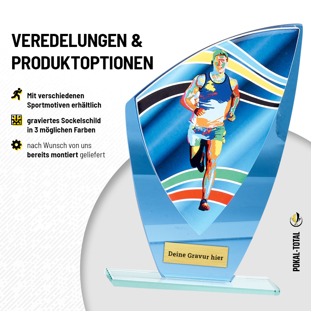 Laufen Glaspokal verspiegelt Männer